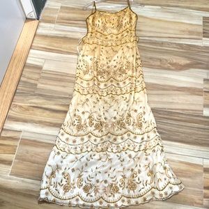 CACHE GOLD BEADED EVENING GOWN/ FORMAL WEAR